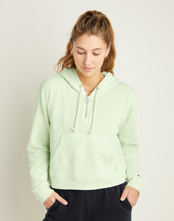 Champion Hoodie Dames - LichtGroen - Lightweight Fleece 1/2 Zip ( 783215-XPR )